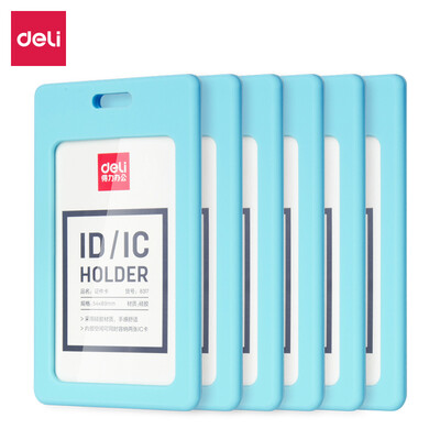 

Deli deli 6 soft plastic vertical ID card holder employee card bus card set blue 8317