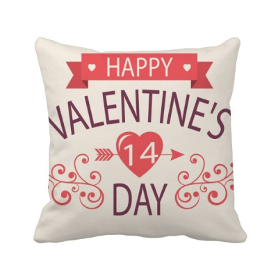 

Red Happy Valentines Day 14 Heart Arrow Square Throw Pillow Insert Cushion Cover Home Sofa Decor Gift