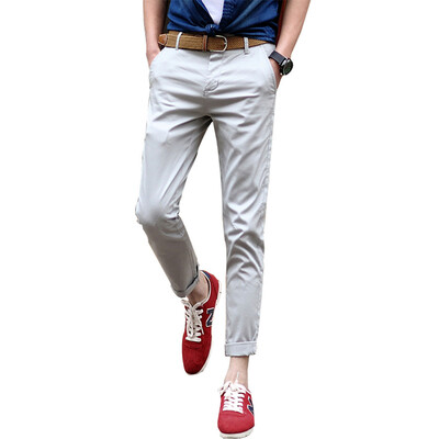 

(MSEK) XK3157 мужские повседневные брюки мужская корейская версия Slim casual брюки девять штанов брюки мужские светло-серые 34