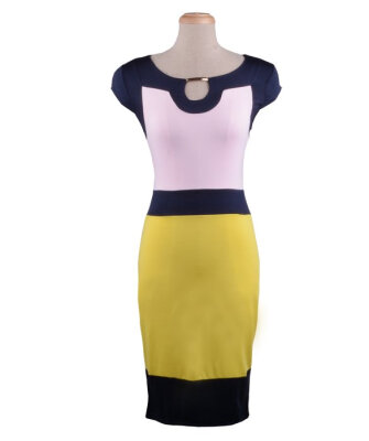 

New Celeb Style Splicing Color Bandage Pencil Bodycon Clubbing Dress Gown Dress