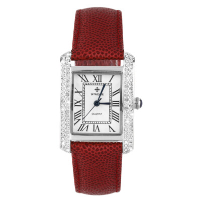 

WWOOR Elegant Crystal Women Square Quartz Wrist Watch Office Lady Watch