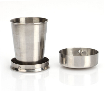 

mymei Stainless Steel Portable Folding Travel Cup Mugs Keychain Telescopic Retractable 75ml