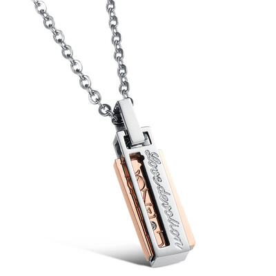 

Titanium Stainless Steel Square Pendant Necklace For Men Women Couple Fashion Jewelry Friendship Gift OGX464