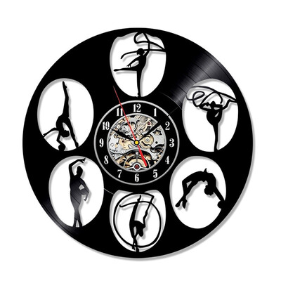 

Vinyl Record Wall Clock Gymnastics Sports Theme Design Wall Art Bedroom Decorating Ideas