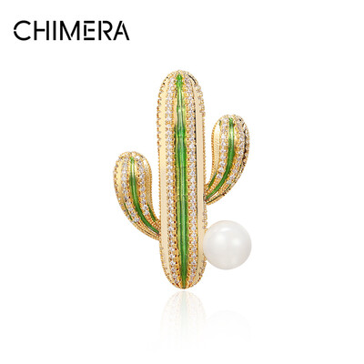 

Chimera Hair Accessories Jewelry Cactus Alloy Crystal Brooch Collar Pin Corsage Accessories Coat Sweater Pin Gold