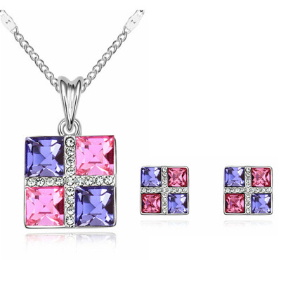 

Fashion Jewelry Sets Square Crystal from Austrian High Quality Pendants Necklaces Earrings For Women Accessories