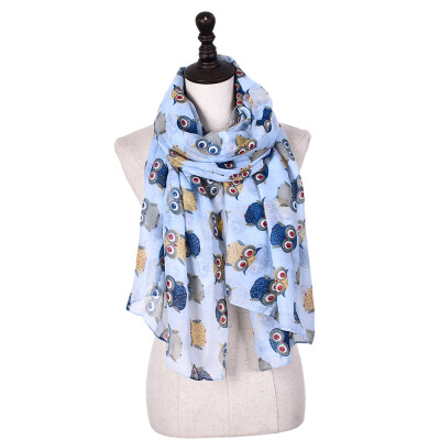 

Jeouly long scarf for beautiful Elegant Women Ladies Owl scarf Summer Beach Scarves Cartoon Cute Owl Women Thin ventilate