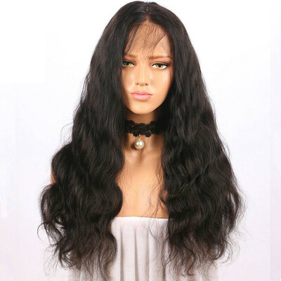

Human Hair Wigs For Women Water Wave With Baby Hair Lace Front Black Color Wigs