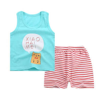 

Summer Baby Clothing Set Cartoon Boys Girls Children Clothes Set Sport Infant Kid Suits Tracksuits Cotton Vest Pants