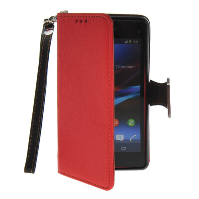 

MOONCASE Лич кожи Кожа держатель карты бумажник чехол с Kickstand чехол для Sony Xperia Z1 Compact (Mini) Красный