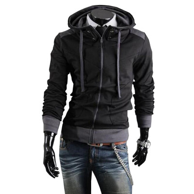 

Zogaa New Men's Hoodie Contrast Color Slim Hooded