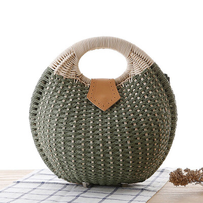 

New summer 2016 shell bag women leather woven bag straw bag beach bag cylindrical handbag large shoulder tote bag