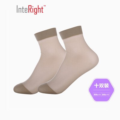 

INTERIGHT stockings female beauty skin high transparent crystal silk stockings socks 10 double boxed black