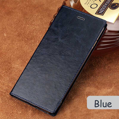 

Genuine Leather flip Case For Samsung S6 S7 S8 Plus Note 8 Oil Wax Leather Suction cup phone cover