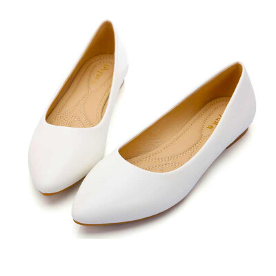 

YALNN Autumn New Shoes Women Flats Leather Platform Shoes White Women Pointed Toe Leather Shoes for Girls