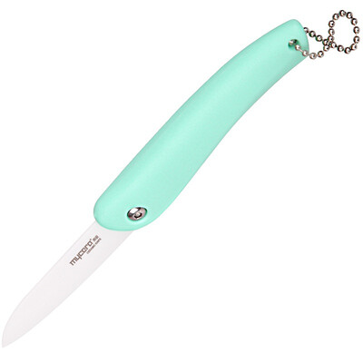

MYCERA ceramic knife 3-inch cut fruit folding knife mini portable fruit knife peeler mint green ZDD01M