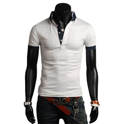 

CT&HF Men Lapels Elegant Temperament Printing Silm Tops Korean Contracted Personality Short Sleeve T-Shirt Fshion Leisure Tops