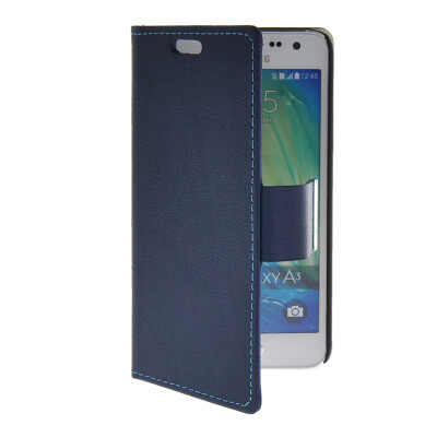 

MOONCASE Slim Leather Side Flip Wallet Card Slot Pouch with Kickstand Shell Back Case Cover for Samsung Galaxy A3 Blue