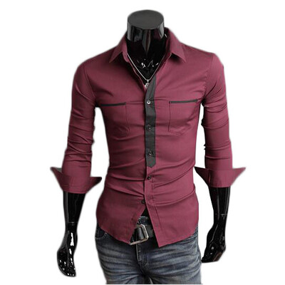 

Zogaa New Mens Shirt Matcing Color Slim