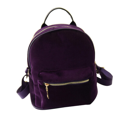 

Fashion Women suede Backpack Zipper handbag Mini Satchel Retro Girl School Bag