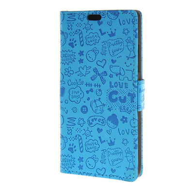 

MOONCASE Lovely pattern Leather Wallet Flip Card Slot Bracket Back чехол для Microsoft Lumia 640 Blue