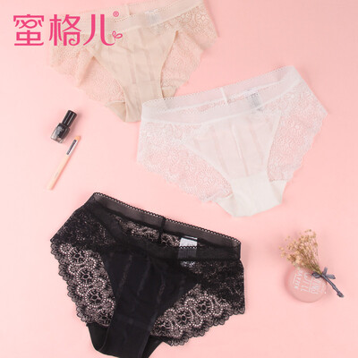 

MIGEER girl sexy underwear lace temptation transparent breathable underwear 3pcs