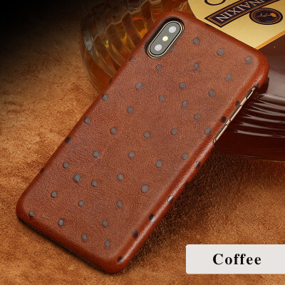 

Genuine Leather Phone Case For iPhone X Case Ostrich Texture Back Cover For 6 6S 7 8 Plus Plus Case