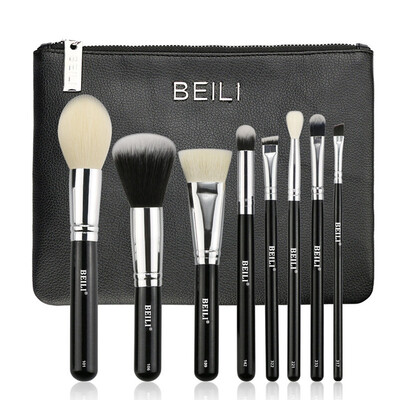 

BEILI 8 stücke Schwarz ziegenhaar Synthetische Pulver Stiftung rouge lidschatten Укрыватель Grundlegende Make-up pinsel-set kosmet