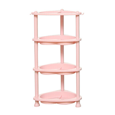 

Ai Laiya rack bathroom rack kitchen bathroom storage shelf plastic floor storage shelf corner frame triangle four layers pink J1440B