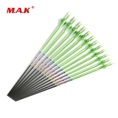 

12 pcs 30 Inches Spine 300 Pure Carbon Arrows with Replaceable Arrowhead for 70lbs Archery Compound Bow Shooting Hunting