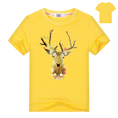 

Cute Elk Cartoon Girl Летние майки 2018 Kids Tee Shirt Babygirl Хлопок с коротким рукавом Футболки с длинными рукавами