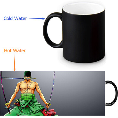 

One Piece Zoro 350ml / 12oz Heat Reveal Mug Color Change Чашка кофе Чувствительные морфинговые кружки Волшебная чашка для чайных чашек