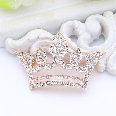 

NEW Royal Simulation Jewelry Crown Brooch Pin Up For Women Crystal Broches Brooches Hollow Rhinestone Lapel Pins Bridal Jewelry