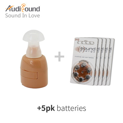 

2018 New Brand High Quality Audisound Volume Adjustable Hearing Aid Portable Mini Ear Hearing Amplifier 30PCS5 CARD A312 Battery