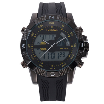 

BESTDON BD5513G Men's Quartz & LED Electronics Dual Time Display Wrist Watch(Black)