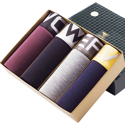 

Seven wolves men&39s underwear male flat pants large size men&39s underwear in the waist breathable short pants 4 gift box multi-color 7002-4 3XL