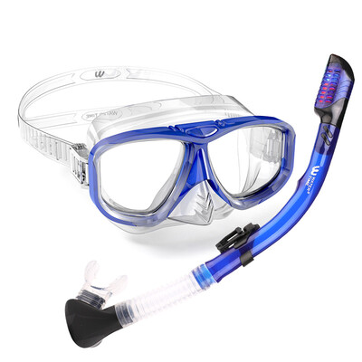 

WaterTime Frog Snorkeling Snorkeling Sambo Set Goggles Adult Full Dry Snorkel Equipment Diving Mask Blue
