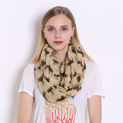 

Scarves For Women Voile Infinity Collar Ring Scarf Reindeer Elk Print Luxury Brand Scarves JeouLy Echarpes Foulards Femme