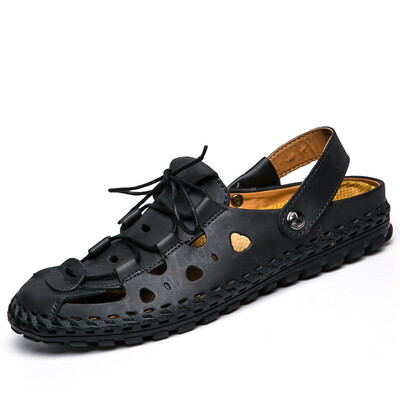 

Men sandals Slippers Summer Shoes Beach flip flops Mens 100 Genuine Leather New Famous Casual Shoes