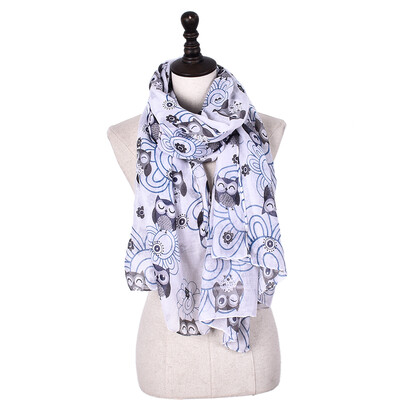 

Jeouly 2018 new style owls long scarf Girl Dots Flowers women Scarves Soft Bohemia Vintage Animal shawl&wraps Stripes