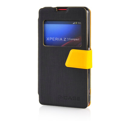 

MOONCASE View Window Leather Side Flip Pouch Ultra Slim Shell Back ЧЕХОЛ ДЛЯ Sony Xperia Z1 Compact （Z1 Mini ) Black