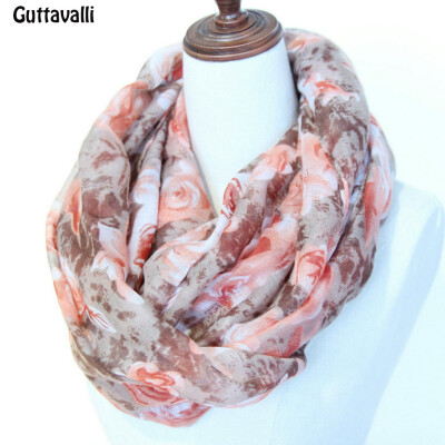 

Guttavalli Women Rose Flowers Print Кольцо шаль Vintage Мягкая петля Шарф Зимняя цветочная Chevron Charm Stripes Infinity Scarves