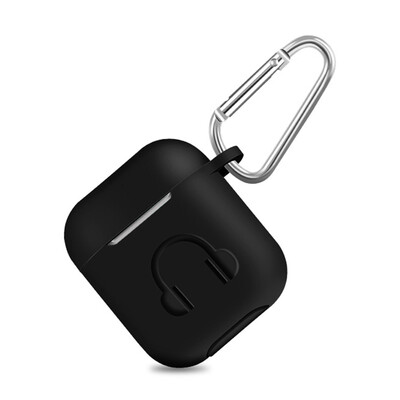 

Paizi Apple airpods protective cover wireless Bluetooth headset set silicone protective sleeve shatter-resistant storage box anti-lost hook accessories black
