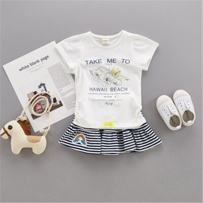 

Girls Clothing Sets 2018 New Summer Girls clothes cartoon Pattern Print Kids clothes T-shirt Red Shorts Children clothing