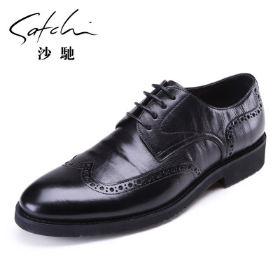 

Sha Chi breathable business dress mens lace Brock carved shoes 96561209Z black 38