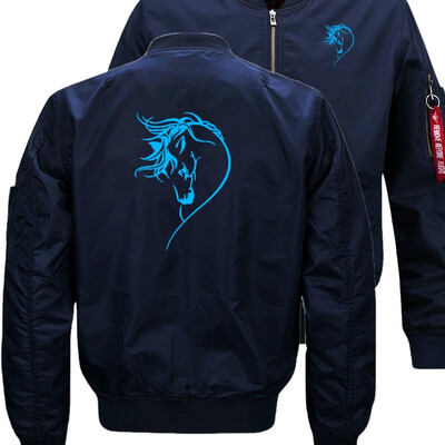 

Fluorescent luminous auspicious horse Bomber Flight Flying Jacket Winter thicken Warm Zipper Men Jackets Anime Mens Casual Coat