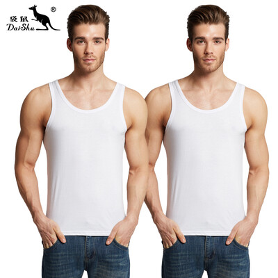 

Kangs DaiShu 2 pieces mens vest mens cotton casual sports tide mens vest bottoming shirt white white L