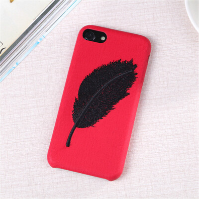 

Мода ручной Вышивка Перо мягкие чехол для iphone 6 6s X силиконовые Винтаж уникальный телефон Корпус чехлы для IPhone 7 8 плюс
