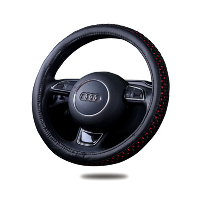 

MUNIUREN four season linen steering wheel cover universal breathable sweat-absorbent car cover four seasons linen black red