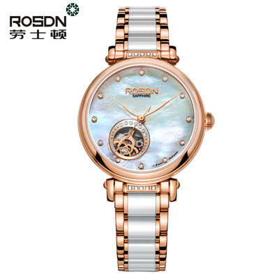 

ROSDN Women Watches Top Brand Luxury Automatic Mechanical Watch Lady Casual Fashion ceramics Strap Skeleton Wrist Watch